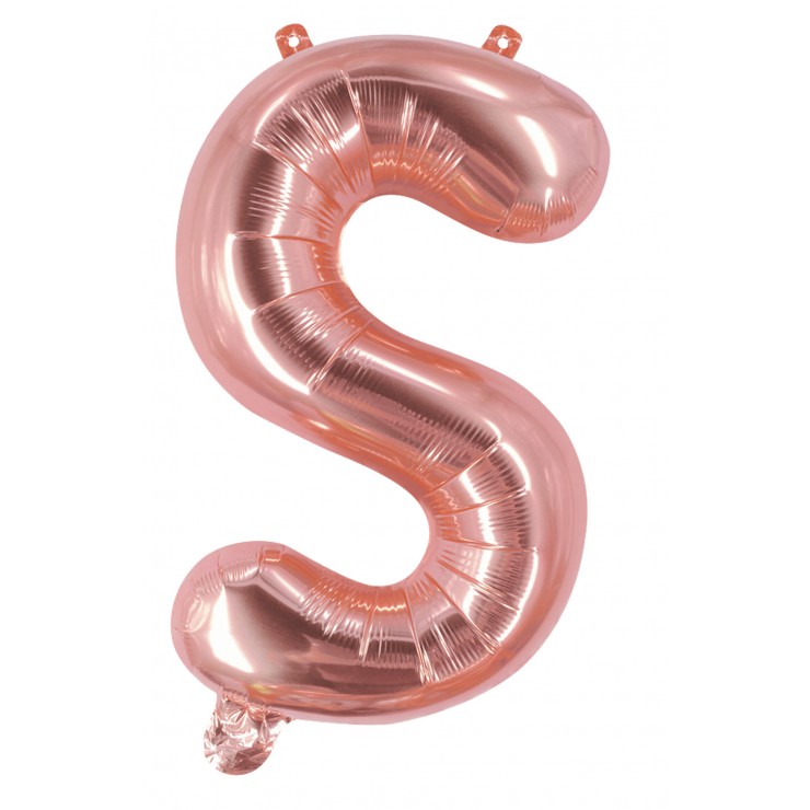 Ballon mylar lettre S rose gold 100cm