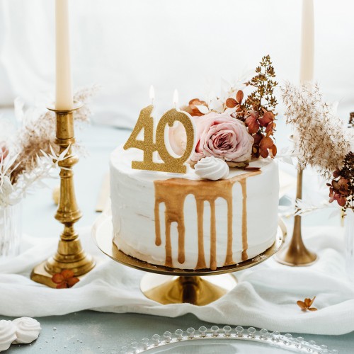 Bougie d'anniversaire dorée 40