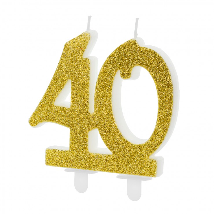 Bougie d'anniversaire dorée 40