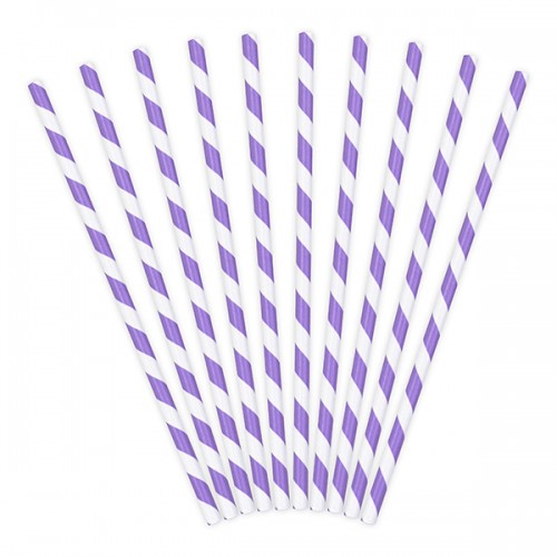 Pailles lilas et blanc en carton