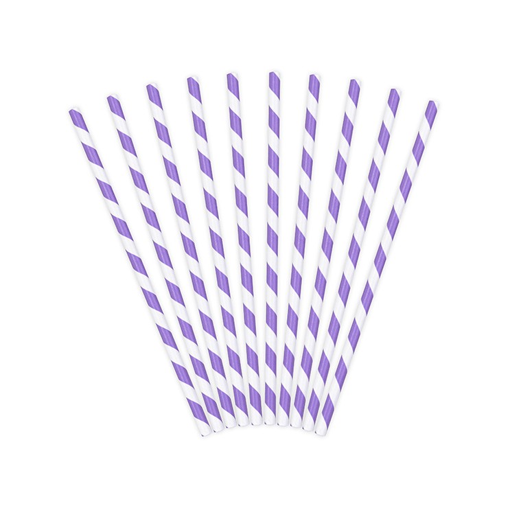 Pailles lilas et blanc en carton