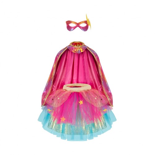 Déguisement super héroïne rose et or
