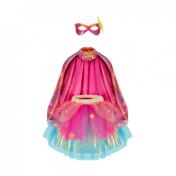 Déguisement super héroïne rose et or