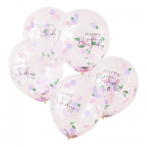 Ballons d'anniversaire à confettis en forme de fleurs