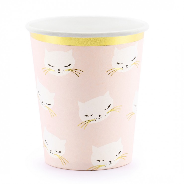 Gobelets chat rose pastel
