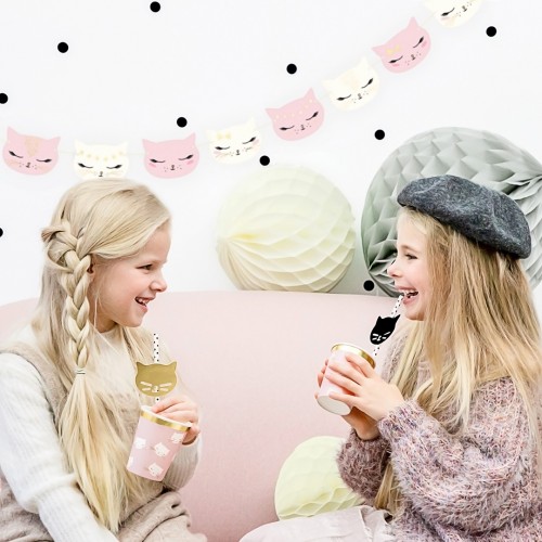Gobelets chat rose pastel