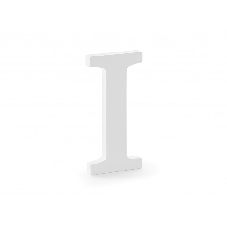 Lettre I en bois blanc