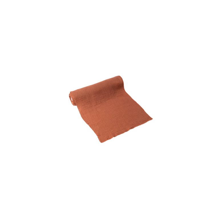 Chemin de table gaze de coton vieux rose