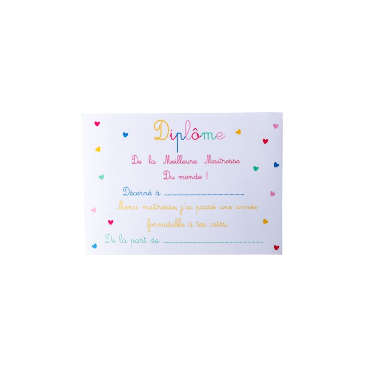 Diplôme de la meilleure maîtresse