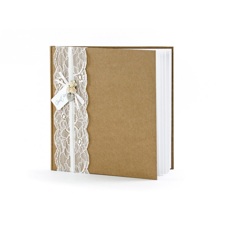 Livre d'or kraft et dentelle