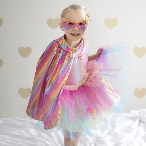Déguisement super héroïne rose et or