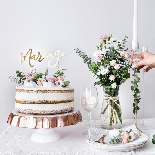 Cake topper Mariage doré