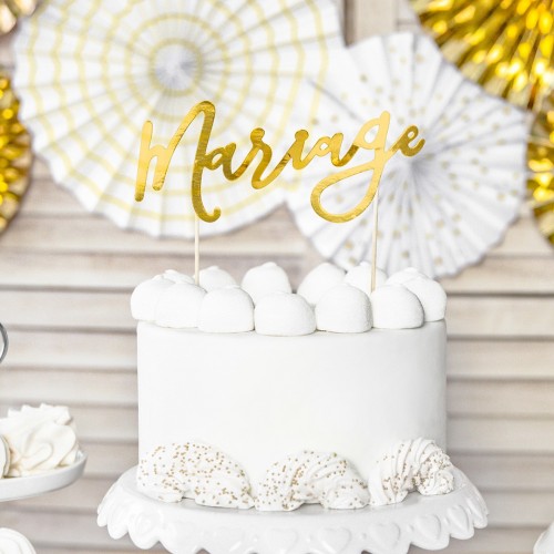Cake topper Mariage doré