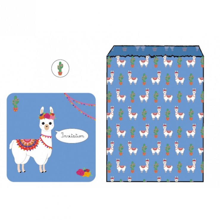 Set invitations baby lama X8