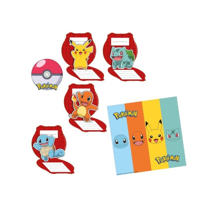 8 cartes d'invitation Pokemon