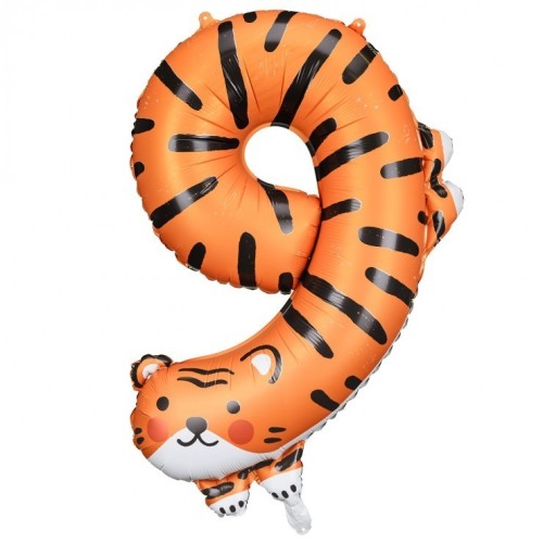 Ballon mylar chiffre 9 Tigre