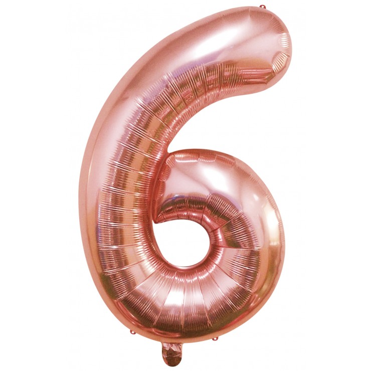 Ballon mylar chiffre 6 rose gold 40cm
